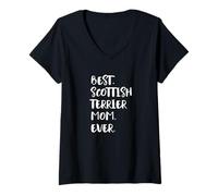 Femme Best Scottish Terrier Mom Ever Terrier Écossais T-Shirt avec Col en V