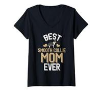 Femme Best Smooth Collie Mom Chien Mignon T-Shirt avec Col en V