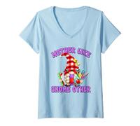 Femme Best Teacher Grandma GNOME with Books for Teacher Mom Saying T-Shirt avec Col en V