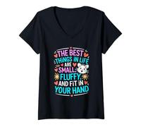 Femme Best Things are Small Fluffy Fit in Your Hand Rongeur Citation T-Shirt avec Col en V
