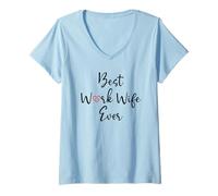 Femme Best Work Wife Ever Funny Office Coworker Bestie Work Wife T-Shirt avec Col en V