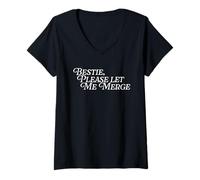 Femme Bestie Please Let Me Merge Lanes Voiture Drôle Blague Virale Meme T-Shirt avec Col en V