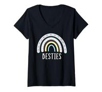 Femme Besties BFF Cœur Best Friends Bestie T-Shirt avec Col en V