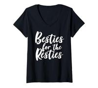 Femme Besties for The Resties - Design avec Citation d'amitié T-Shirt avec Col en V