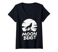 Femme Bête Lunaire T-Shirt avec Col en V