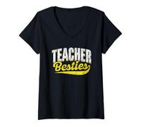 Femme Bêtes D'enseignement Meilleur Ami Amitié Bête Besties T-Shirt avec Col en V