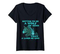 Femme Better to be a Wolf of Odin Than a Lamb of God - Flame Ember T-Shirt avec Col en V