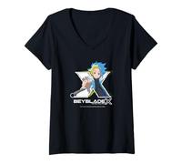 Femme Beyblade X Jaxon Cross Logo T-Shirt avec Col en V