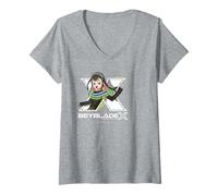 Femme Beyblade X Multi Nana-IRO Logo T-Shirt avec Col en V