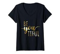 Femme Beyoutiful Be You Tiful Mindful Yoga Beautiful Femmes T-Shirt avec Col en V