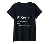 Femme Bi-Sexual Definition Joke Funny LGBTQ Gay Pride Community Bi T-Shirt avec Col en V