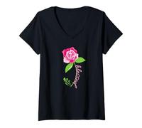 Femme Bible Croix chrétienne Religieuse Rose Cadeau Tendance T-Shirt avec Col en V