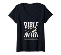 Femme Bible Nerd Théologie chrétienne Étudiant Saint-Esprit Jésus Dieu T-Shirt avec Col en V