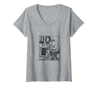 Femme Bibliothèque Romaine Bibliothèque de Livres de Lecture grecs Classiques T-Shirt avec Col en V