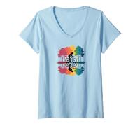 Femme Bicycle Speed Training Exercise Tandem Bicycles Green T-Shirt avec Col en V