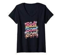 Femme Bidi Bidi Bom Bom Latina Dance Vibes T-Shirt avec Col en V