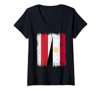 Femme Biélorussie Égypte Demi-Drapeau Biélorusse Patrimoine égyptien T-Shirt avec Col en V