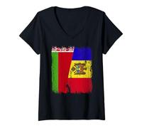 Femme Biélorussie Moldavie Demi-Drapeau Biélorussie Moldave Heritage T-Shirt avec Col en V