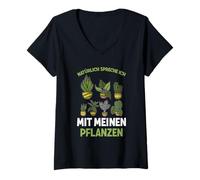 Femme Bien sûr, Je Parle avec Mes Plantes Jardinier Fleuriste T-Shirt avec Col en V