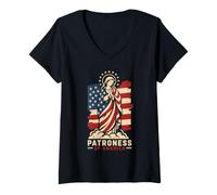 Femme Bienheureuse patronne de l'Amérique Vierge Marie Diva T-Shirt avec Col en V