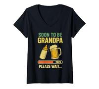 Femme Bientôt grand-père en 2026, attendez une annonce amusante T-Shirt avec Col en V