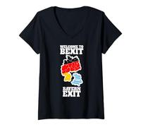 Femme Bienvenue à Bayern Exit, Bexit for Bayern Fun T-Shirt avec Col en V
