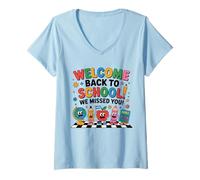 Femme Bienvenue à la rentrée des Classes, Vous Nous Avez manqués. Appréciation des Enseignants T-Shirt avec Col en V
