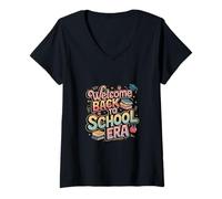 Femme Bienvenue à la rentrée Scolaire Enseignant Élève Journée des T-Shirt avec Col en V