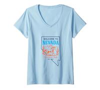 Femme Bienvenue au Nevada, l'État de l'argent Depuis 1864 T-Shirt avec Col en V