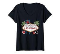 Femme Bienvenue chez Fabulous Las Vegas Nevada Gambling Poker Jetons T-Shirt avec Col en V