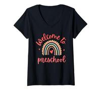 Femme Bienvenue chez les enseignants préscolaires pour la rentrée scolaire T-Shirt avec Col en V