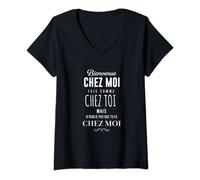 Femme Bienvenue chez moi cadeau crémaillère humour T-Shirt avec Col en V