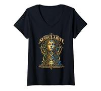 Femme Bienvenue dans Le Singularity AI Biology Evolution Design T-Shirt avec Col en V