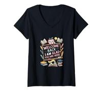 Femme Bienvenue, Je suis Content Que tu sois là Amoureux T-Shirt avec Col en V