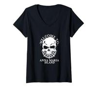 Femme Bienvenue sur l'île Anna Maria T-Shirt avec Col en V
