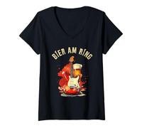 Femme Bier am Ring Fun Festival Rock Musique T-Shirt avec Col en V