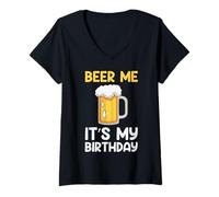 Femme Bière Moi C'est Mon Anniversaire Drôle Équipe De Boire T-Shirt avec Col en V