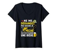 Femme Bière & Pêcheur Poisson Ne Me Dérange Pas Quand Je Pêche T-Shirt avec Col en V