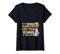 Femme Bière & Pêcheur Poisson Ne Me Dérange Pas Quand Je Pêche T-Shirt avec Col en V