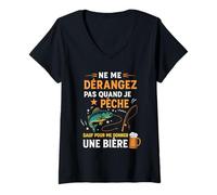 Femme Bière & Pêcheur Poisson Ne Me Dérange Pas Quand Je Pêche T-Shirt avec Col en V