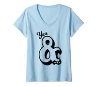 Femme Big Ampersand Oui Et (&) Comédie d'Impro T-Shirt avec Col en V