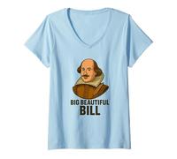 Femme Big Beautiful Bill Shakespeare Jeu de mots littéraire amusant T-Shirt avec Col en V