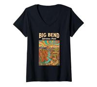 Femme Big Bend National Park Canyon Landscape Texas Retro Randonnée T-Shirt avec Col en V