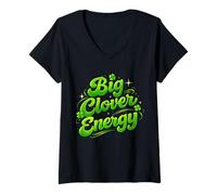 Femme Big Clover Energy St Paddy's Day Saint Patrick Humour drôle T-Shirt avec Col en V