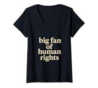 Femme Big Fan of Human Rights Justice Sociale Égalité Droits T-Shirt avec Col en V