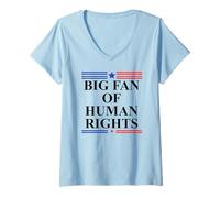Femme Big Fan of Human Rights No Kings Protest Signs Pro Democracy T-Shirt avec Col en V