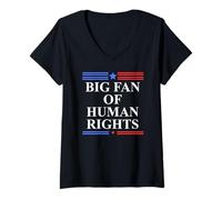 Femme Big Fan of Human Rights Protest Signs No Kings Pro Democracy T-Shirt avec Col en V