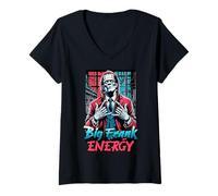 Femme Big Frank Energy Funny Frankenstein Halloween Hommes Femmes T-Shirt avec Col en V