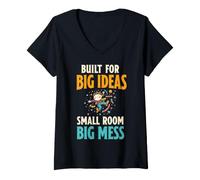 Femme Big Ideas Messy Yarn Stash Crochet Tricot Humour T-Shirt avec Col en V