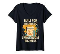 Femme Big Ideas Petit Espace Chaotic Mind Citation créative T-Shirt avec Col en V